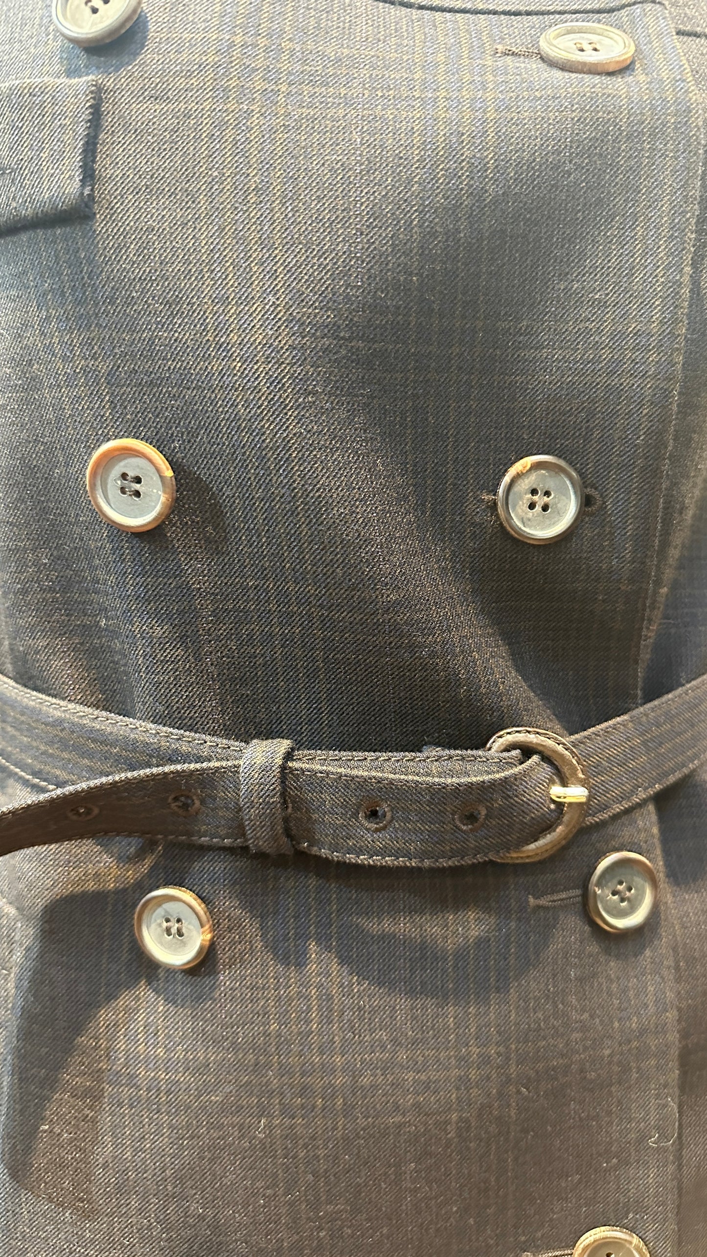 Preowned- Prada Plaid Double-breasted belted waist Coat (44)