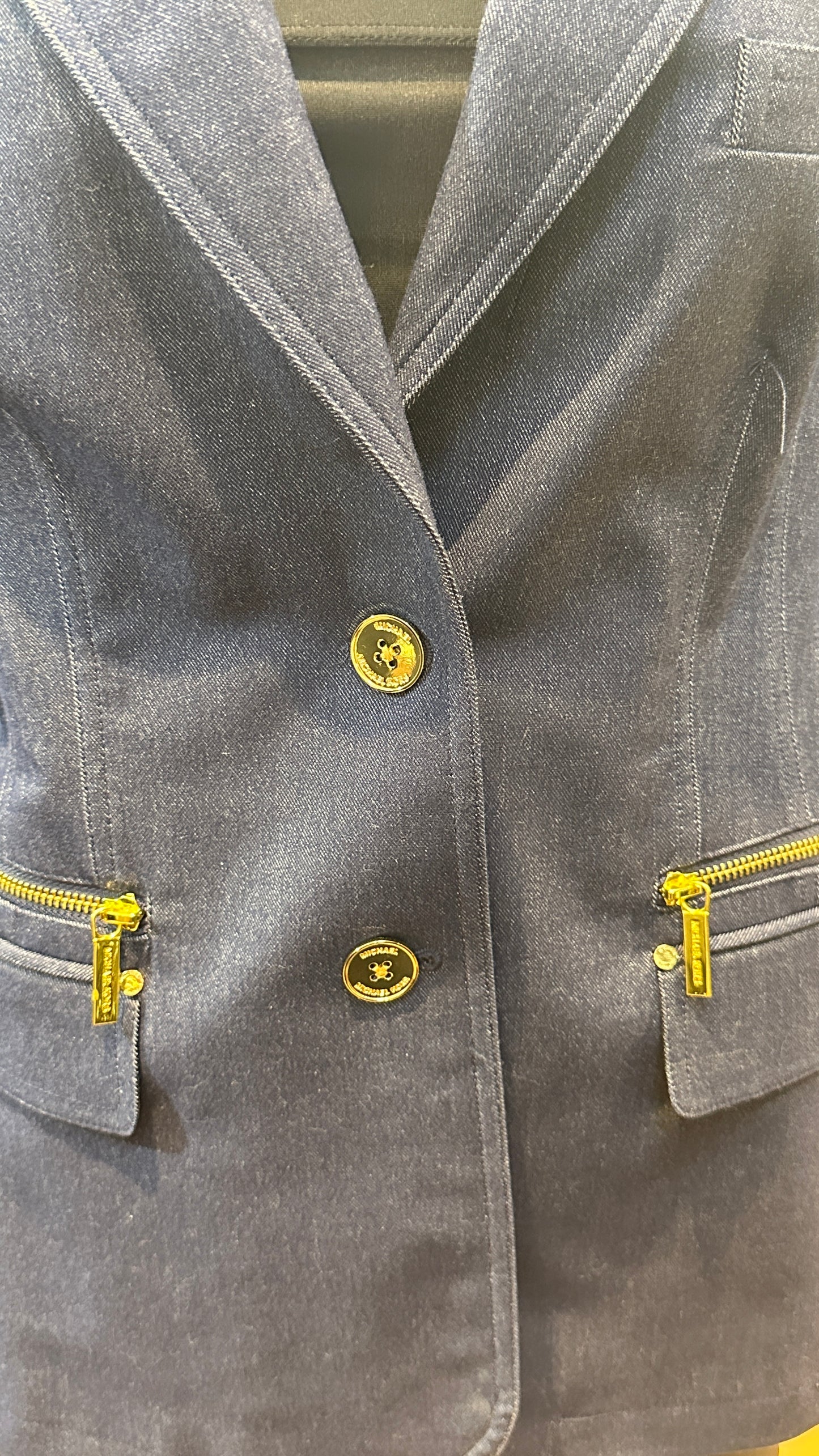 Preowned- Michael Kors Navy Blue Stretch Cotton Blazer (14)