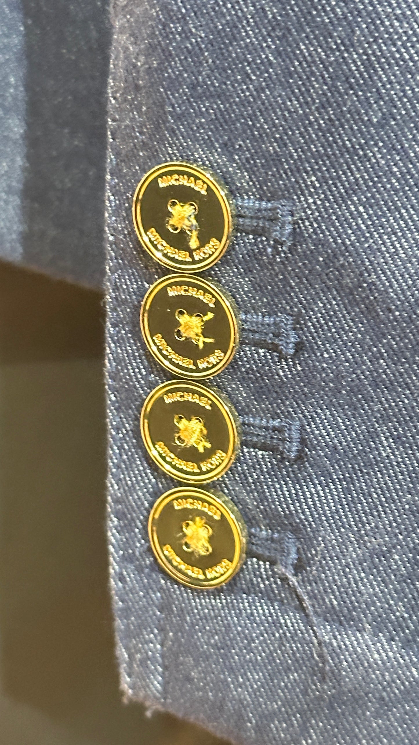 Preowned- Michael Kors Navy Blue Stretch Cotton Blazer (14)