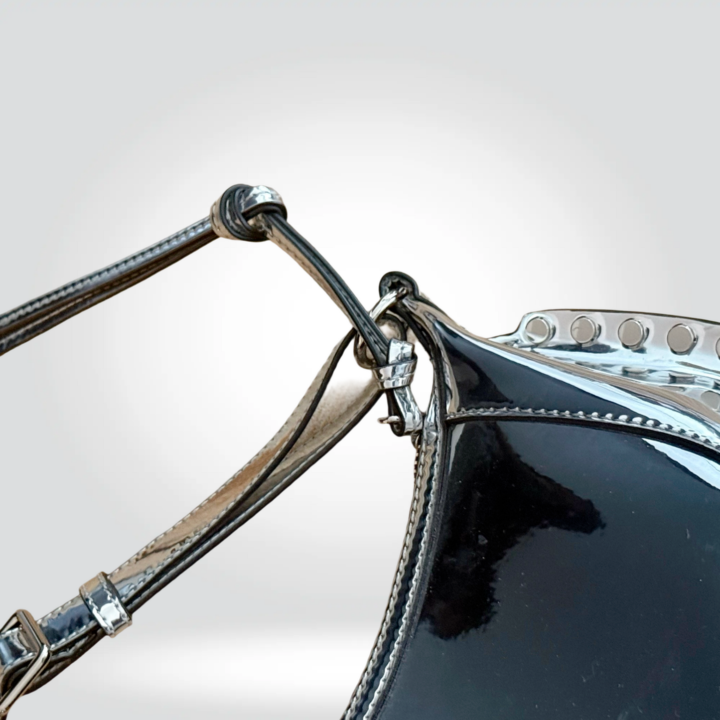 Pre-Owned Isabel Marant  Oskan Moon Silver Metallic Studded Shoulder Bag — Excellent | Style Reissue Kerrisdale Vancouver