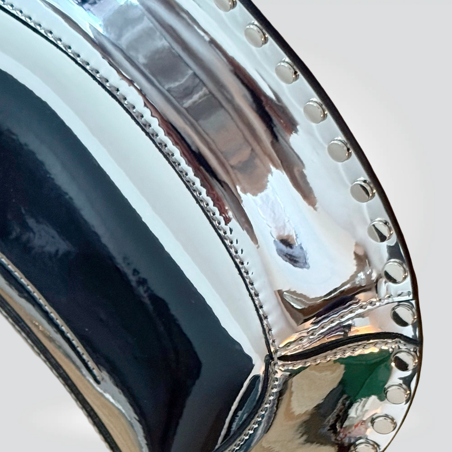 Pre-Owned Isabel Marant  Oskan Moon Silver Metallic Studded Shoulder Bag — Excellent | Style Reissue Kerrisdale Vancouver