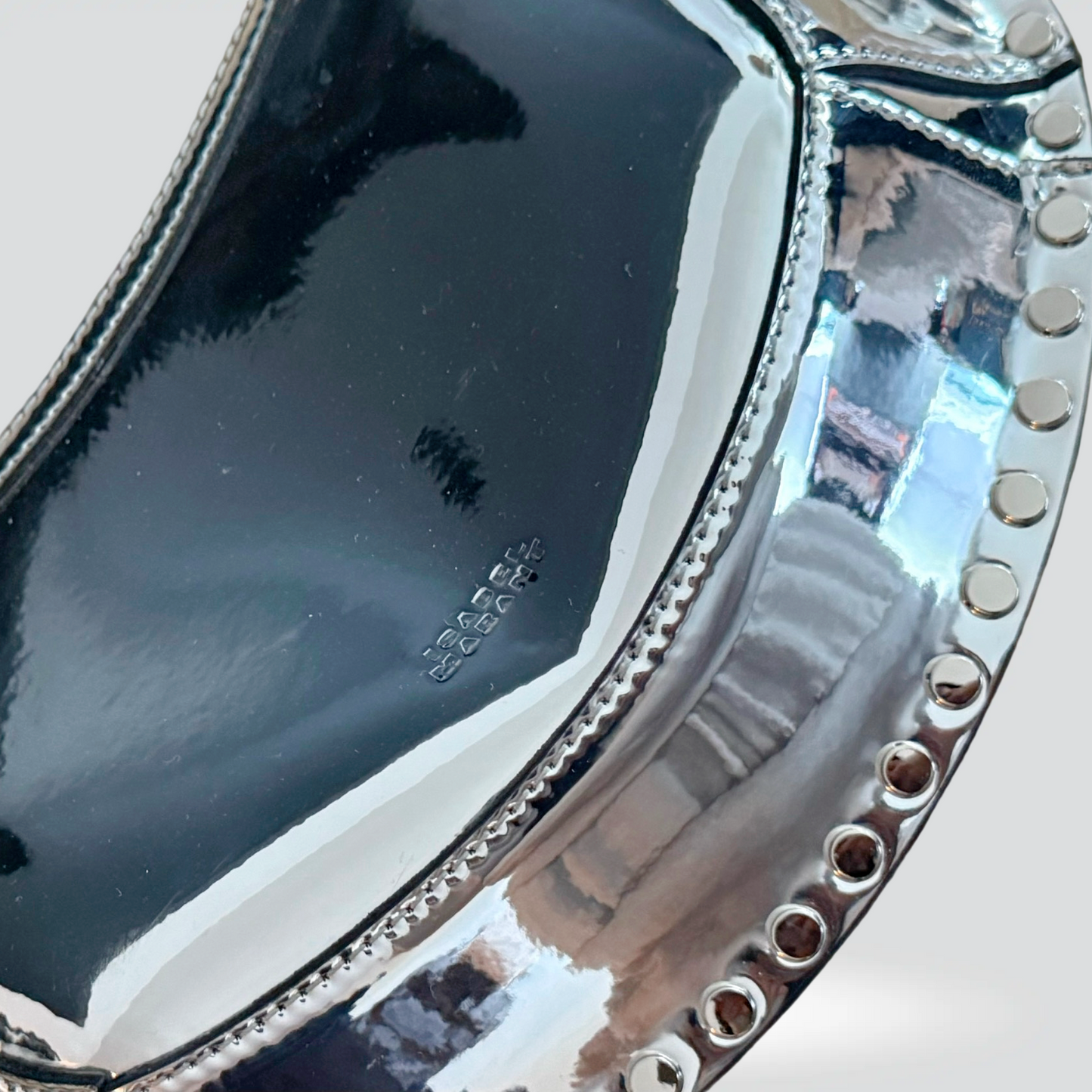 Pre-Owned Isabel Marant  Oskan Moon Silver Metallic Studded Shoulder Bag — Excellent | Style Reissue Kerrisdale Vancouver