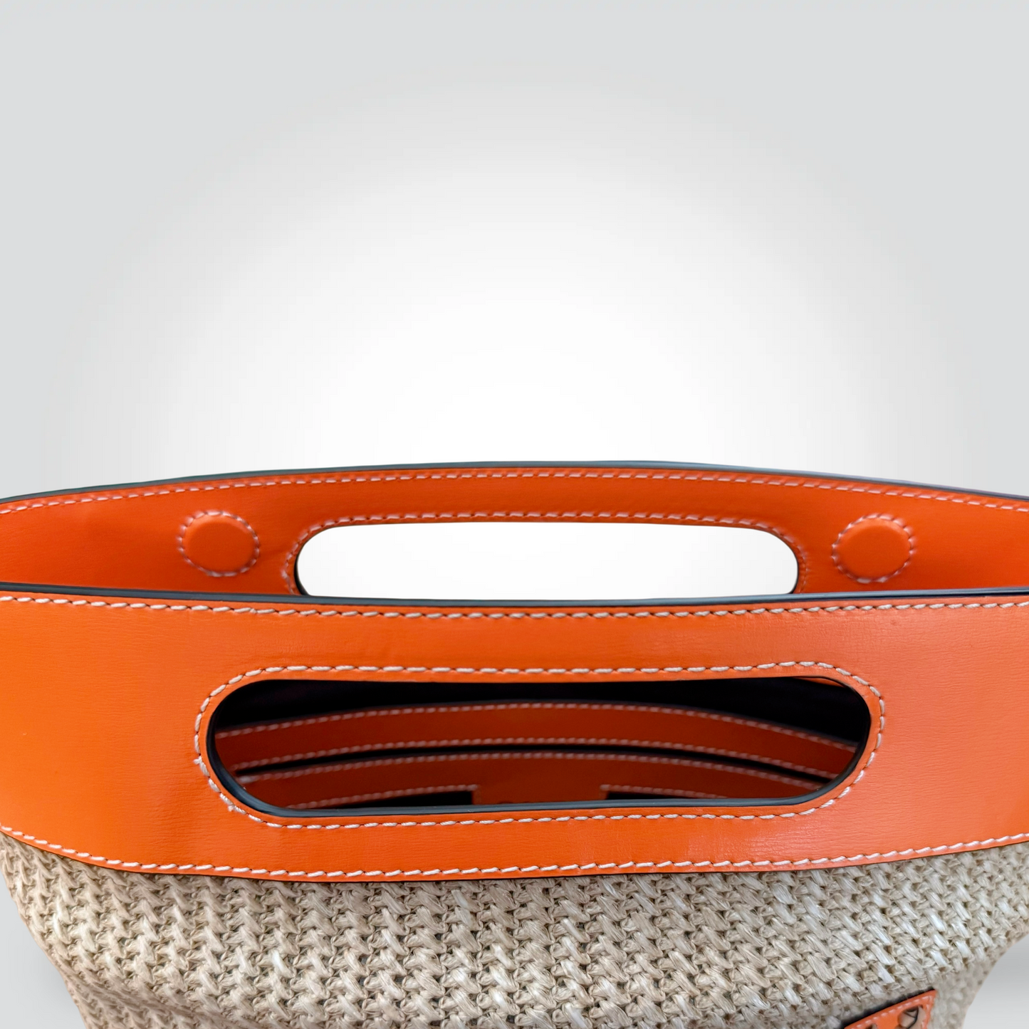 Pre-Owned Ganni Kraft Raffia Orange Leather Trim Top Handle Crossbody Bag GANNI Logo — Very Good | Style Reissue Vancouver