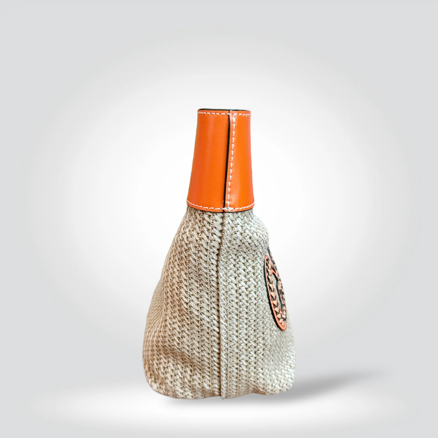 Pre-Owned Ganni Kraft Raffia Orange Leather Trim Top Handle Crossbody Bag GANNI Logo — Very Good | Style Reissue Vancouver