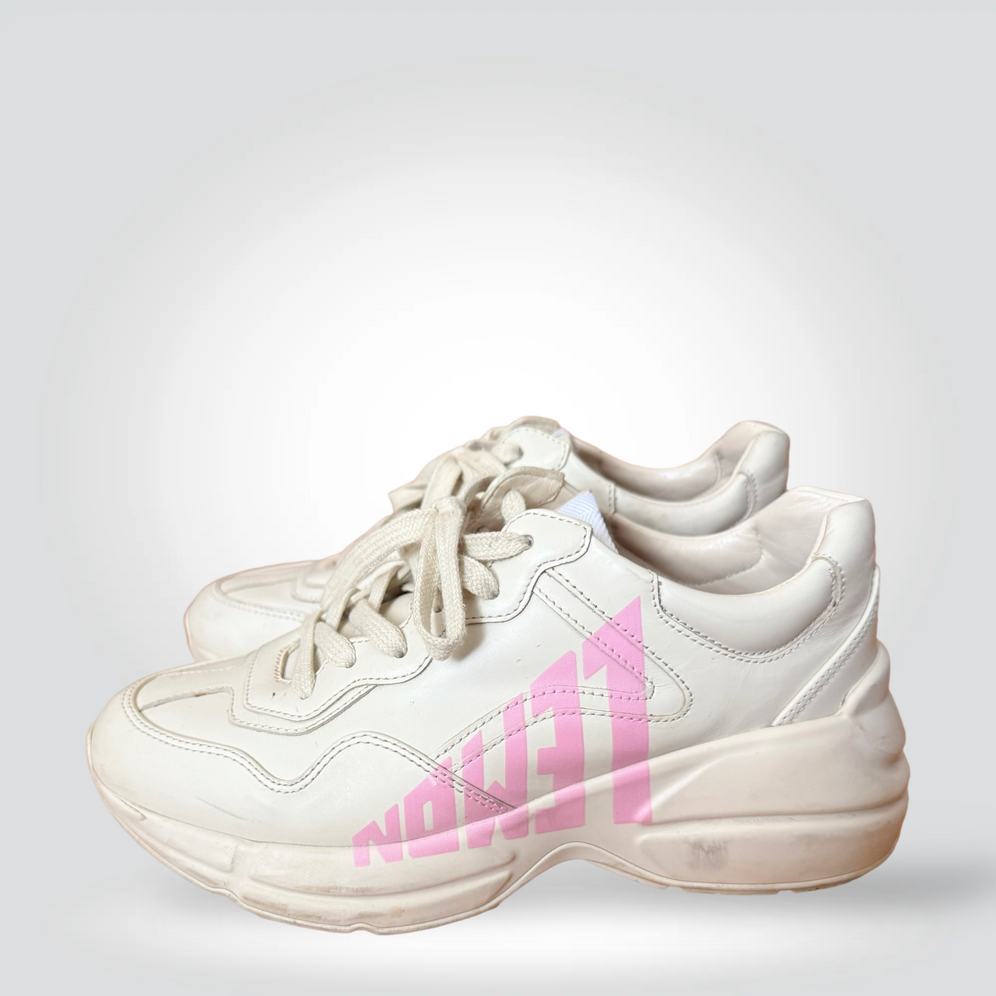 Pre-Owned Gucci Rhyton White Leather Chunky Sneaker Pink Logo Print — Size 37 —  Good | Style Reissue Vancouver