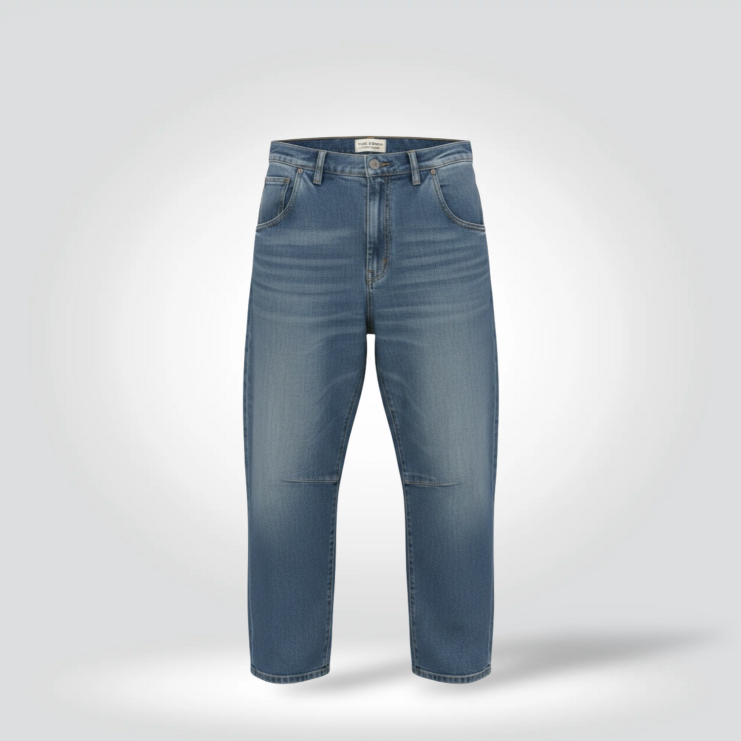 Pre-Owned Rag & Bone Emerson Nil Lotan medium blue wash barrel leg cropped jeans size 30 — Style Reissue Vancouver
