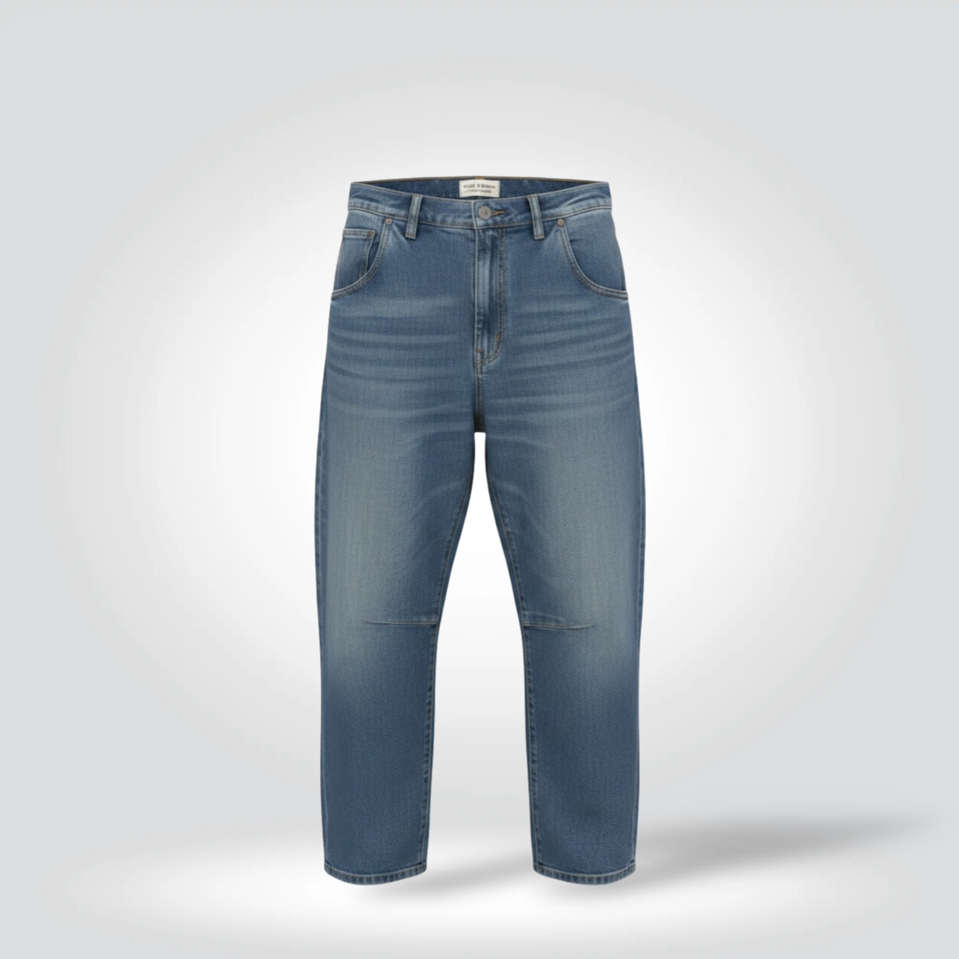 Pre-Owned Rag & Bone Emerson Nil Lotan medium blue wash barrel leg cropped jeans size 30 — Style Reissue Vancouver