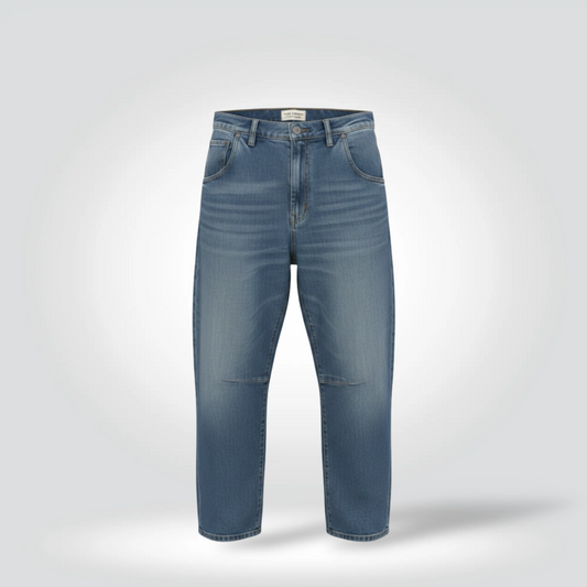 Pre-Owned Rag & Bone Emerson Nil Lotan medium blue wash barrel leg cropped jeans size 30 — Style Reissue Vancouver