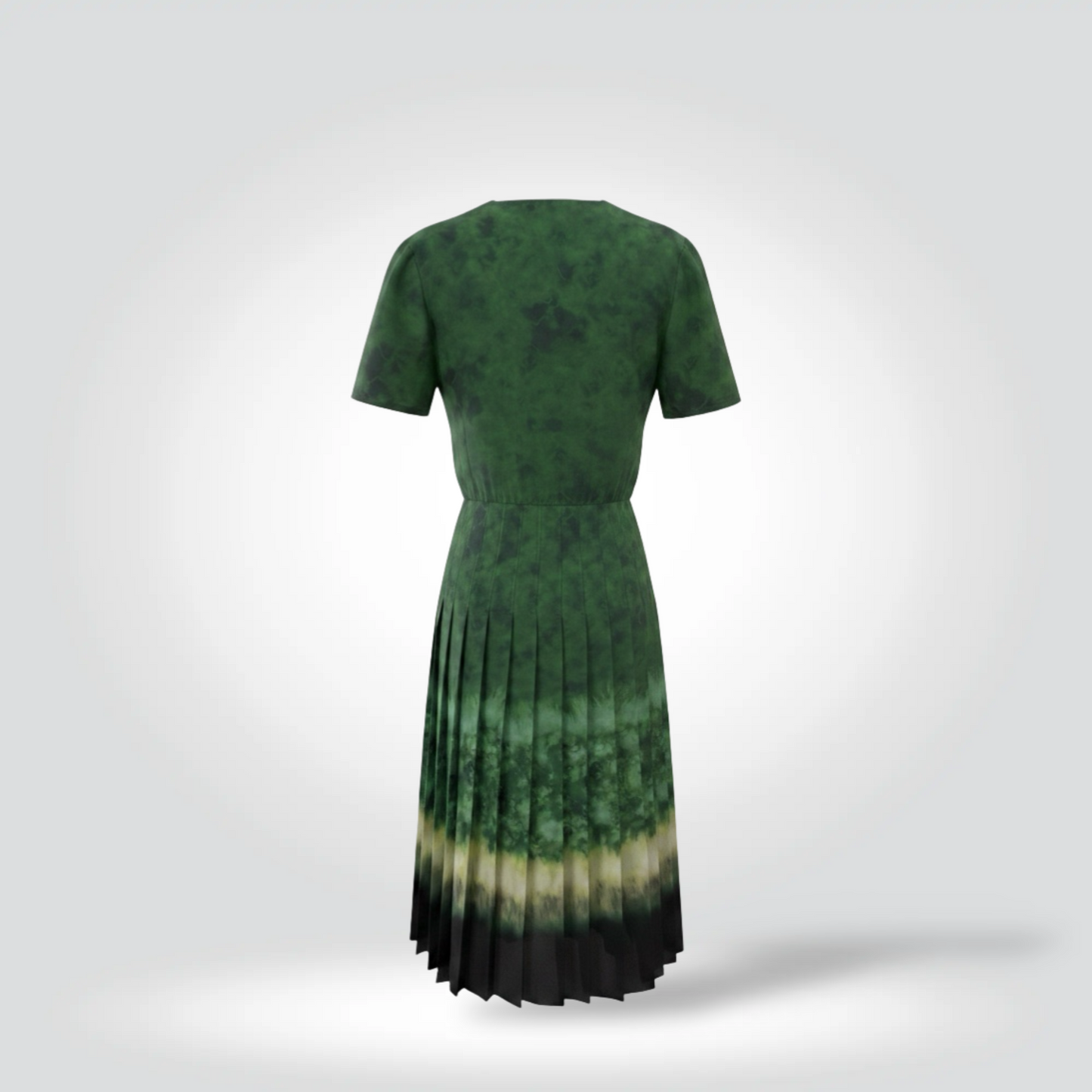 Pre-Owned Altuzarra Ilari Green Tie-Dye Ombre Midi Dress Silver Toggle Closure Short Sleeve — Size — Very Good | Style Reissue Vancouver