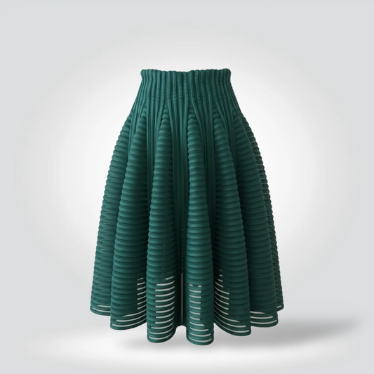 New With Tags Maje Julien dark teal emerald green pleated ribbed midi skirt — Style Reissue Vancouver
