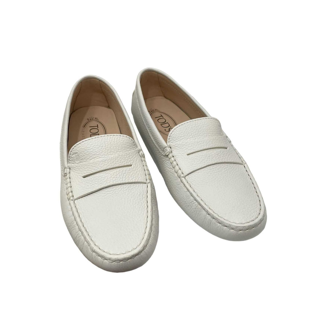 Tod’s White Gommino Leather Loafers - 38.5