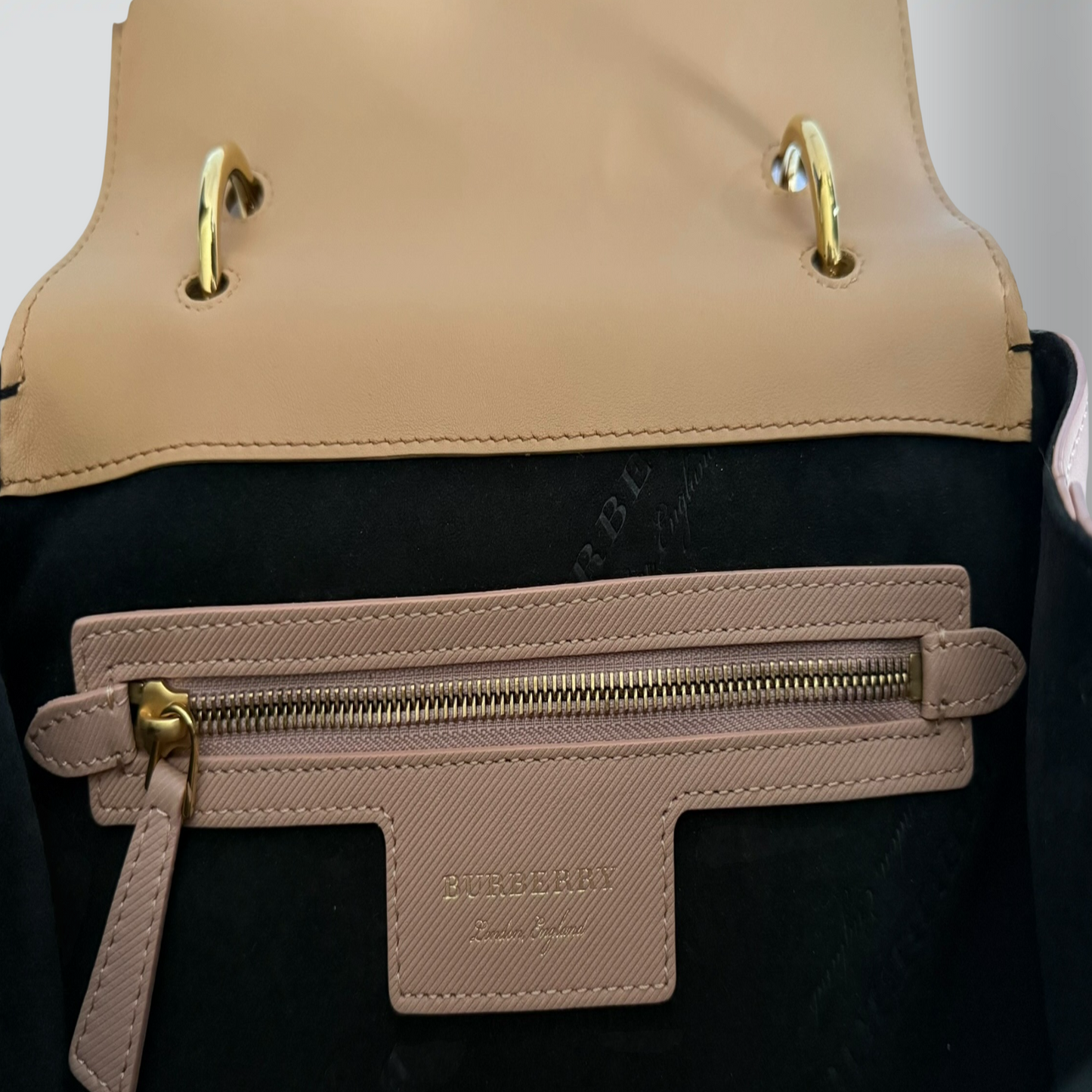 Pre-Owned Burberry DK88 Trench Calfskin Top Handle Bag Gold Turn-Lock Hardware Blush Beige — Excellent | Style Reissue Vancouver