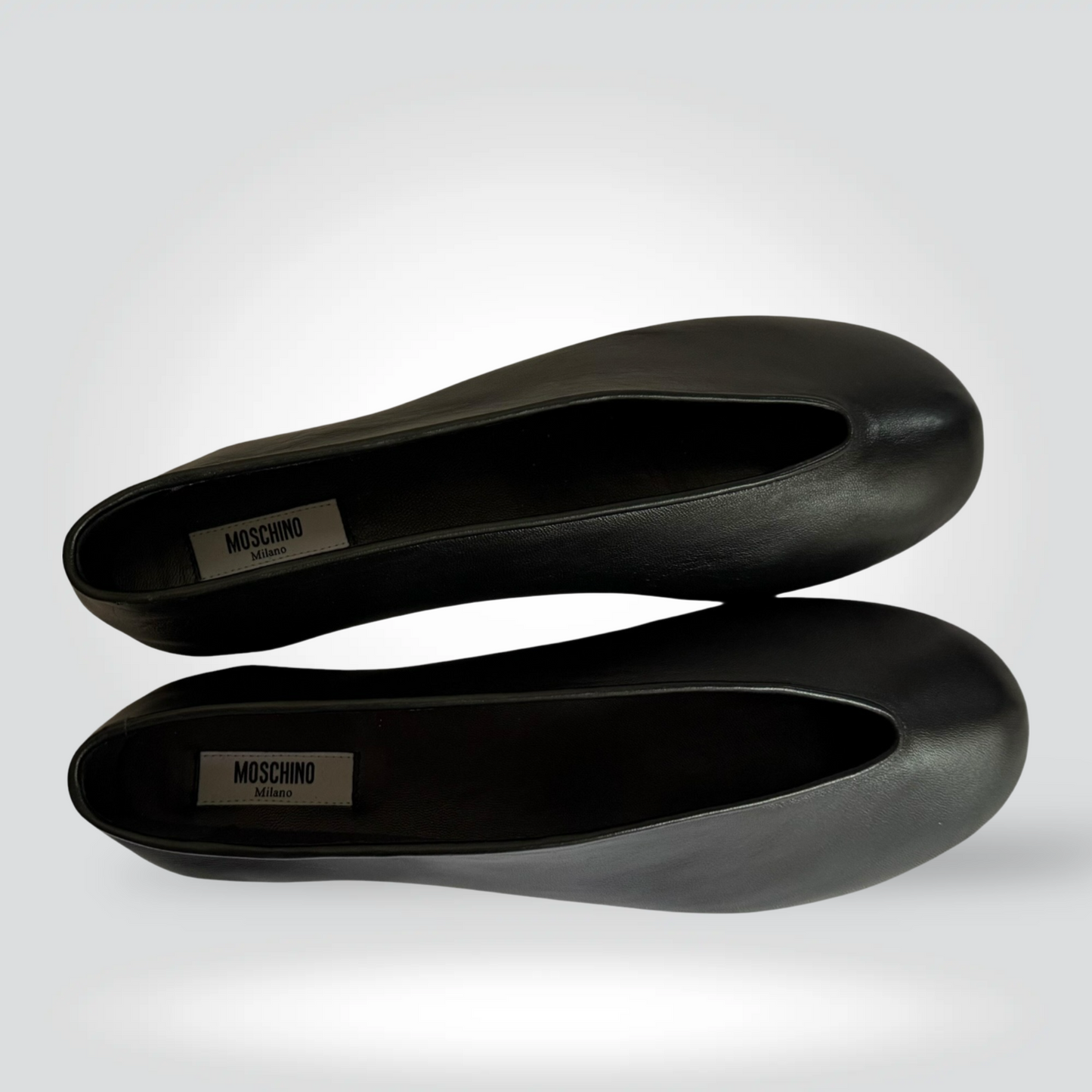 Pre-Owned Moschino Black Leather Round Toe Ballet Flat — Size 39 — Pristine | Style Reissue Vancouver