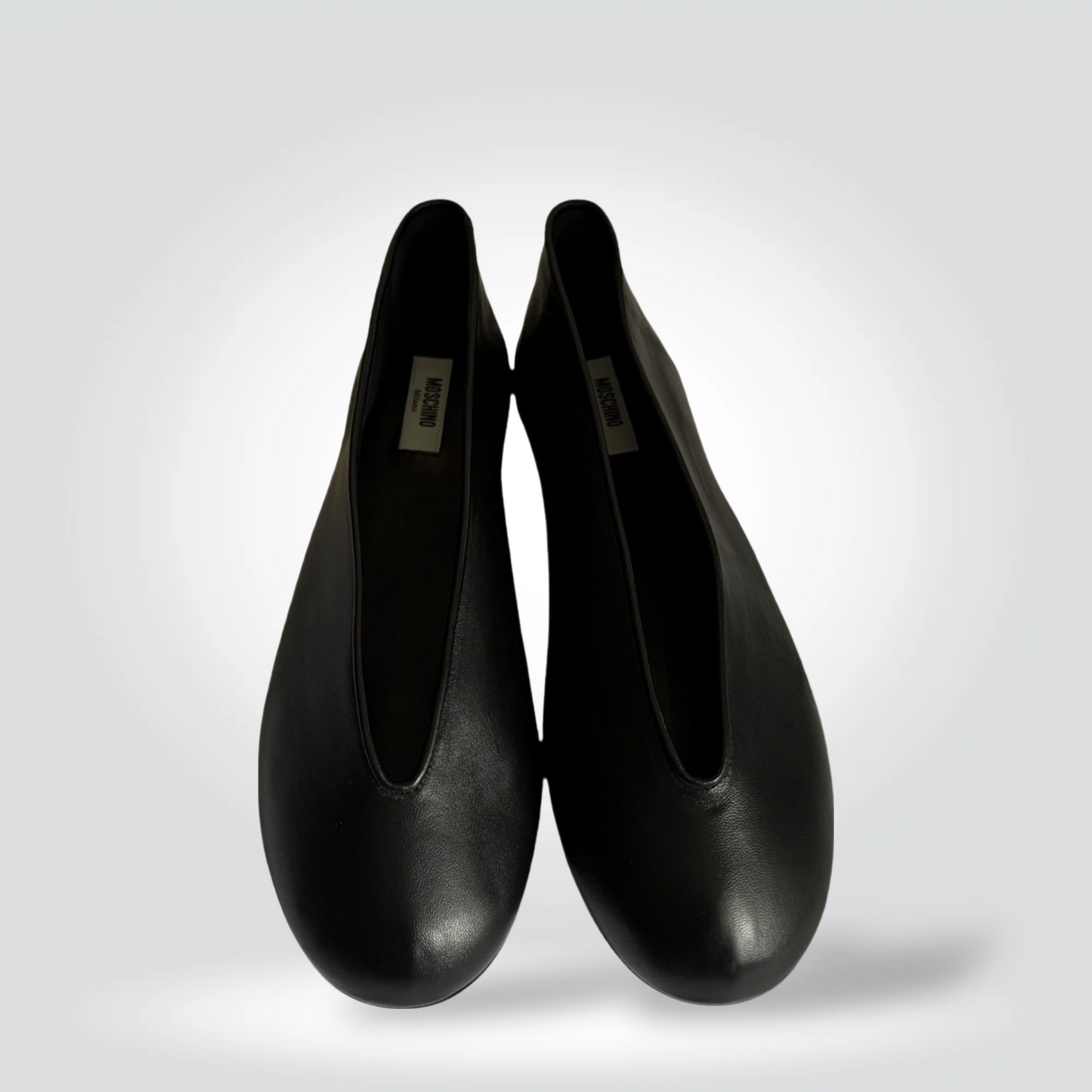 Pre-Owned Moschino black leather round toe ballet flat — Style Reissue Vancouver