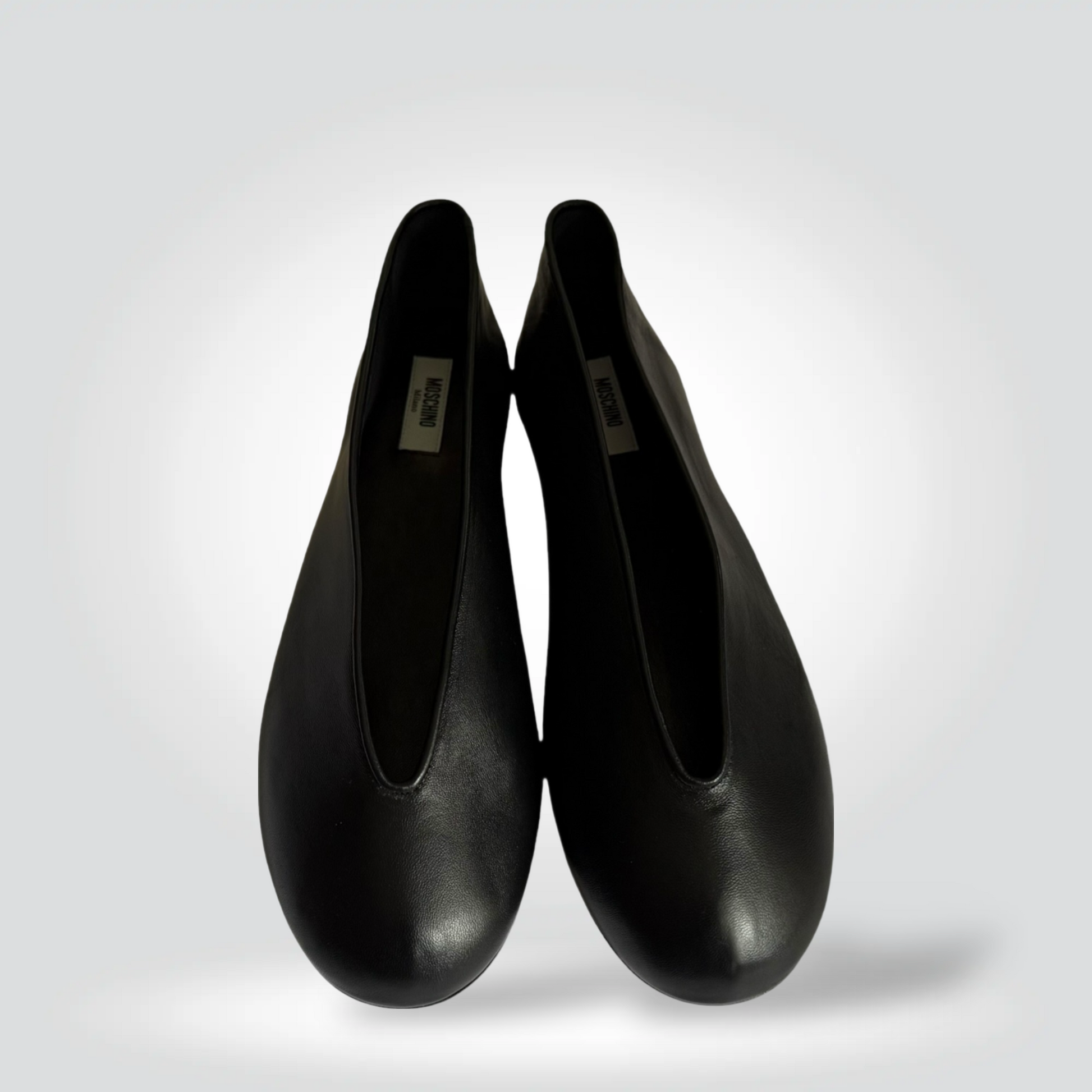 Pre-Owned Moschino black leather round toe ballet flat — Style Reissue Vancouver