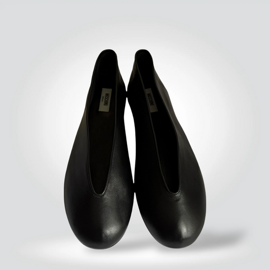 Pre-Owned Moschino black leather round toe ballet flat — Style Reissue Vancouver