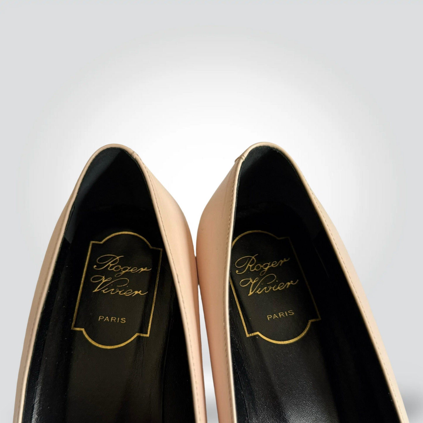 Pre-Owned Roger Vivier Belle Vivier Blush Baby Pink Leather Square Toe Flat Gold Square Buckle — Size 36.5 — Pristine | Style Reissue Vancouver