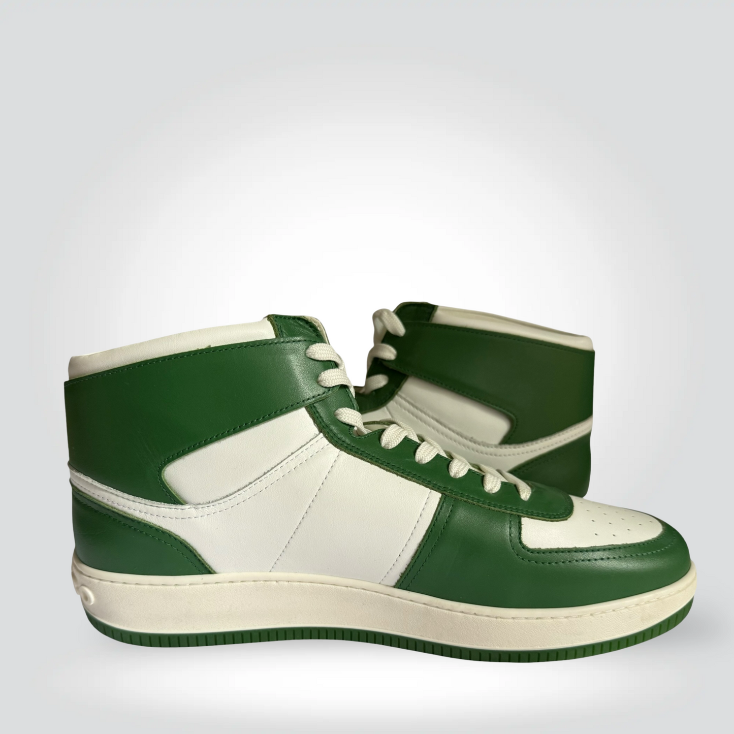Pre-Owned Sandro green white leather colour-block high-top sneaker — Style Reissue Vancouver