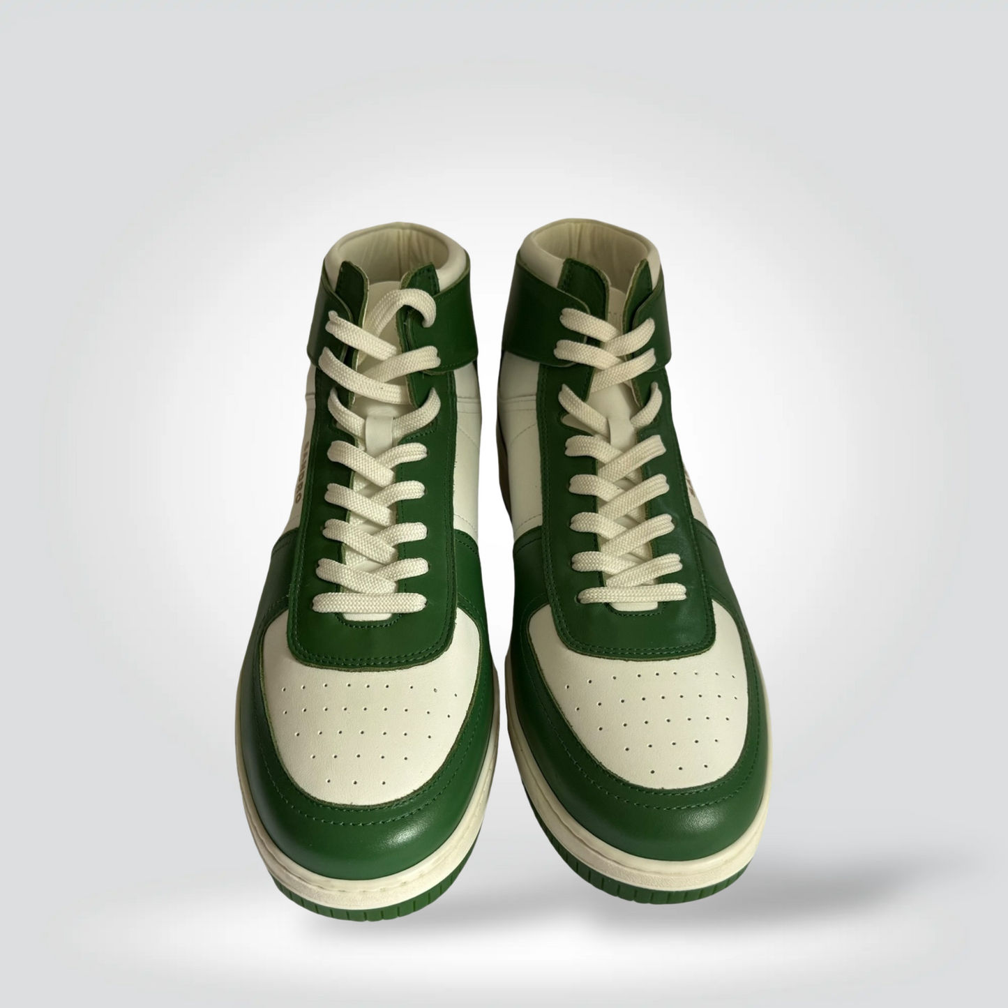 Pre-Owned Sandro Green White Leather Colour-Block High-Top Sneaker — Size 45 — Excellent | Style Reissue Vancouver
