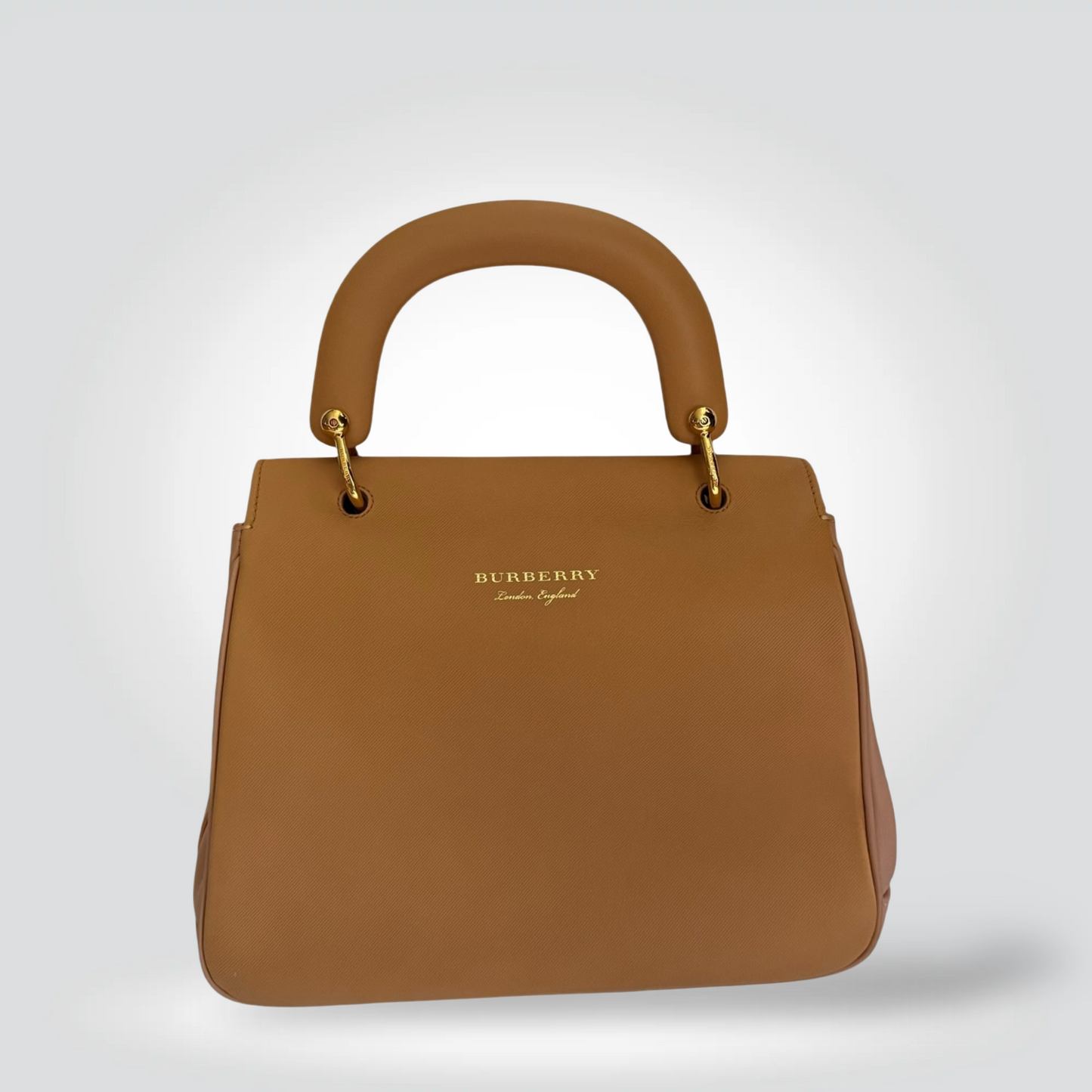 Pre-Owned Burberry DK88 Trench Calfskin Top Handle Bag Gold Turn-Lock Hardware Blush Beige — Excellent | Style Reissue Vancouver