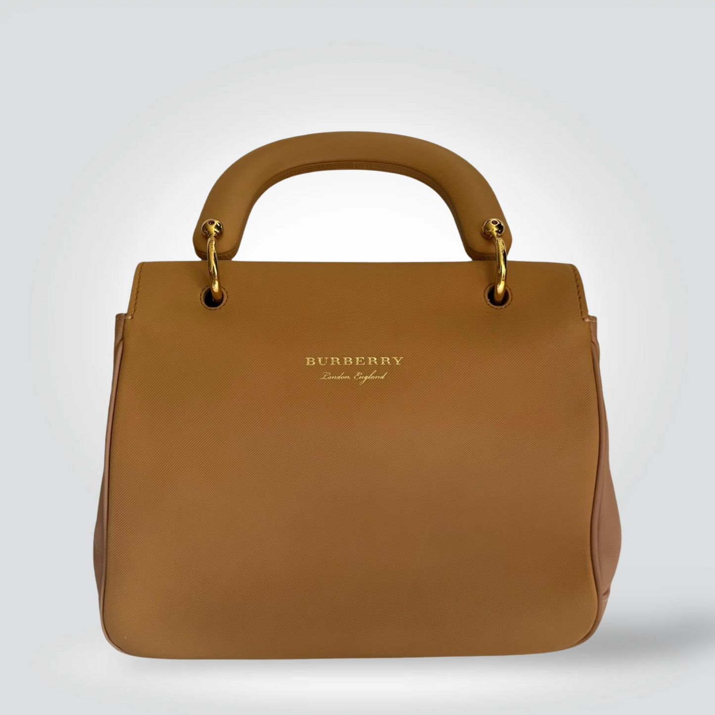 Pre-Owned Burberry DK88 Trench Calfskin Top Handle Bag Gold Turn-Lock Hardware Blush Beige — Excellent | Style Reissue Vancouver