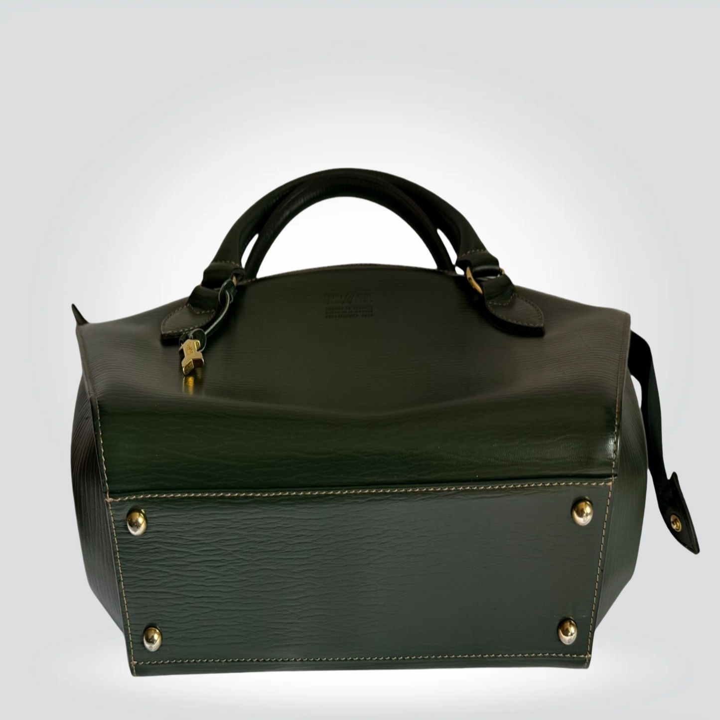 Pre-Owned Gold Pfeil dark forest grGreen leather structured top handle tote bag gold hardware arrow charm — Style Reissue Vancouver