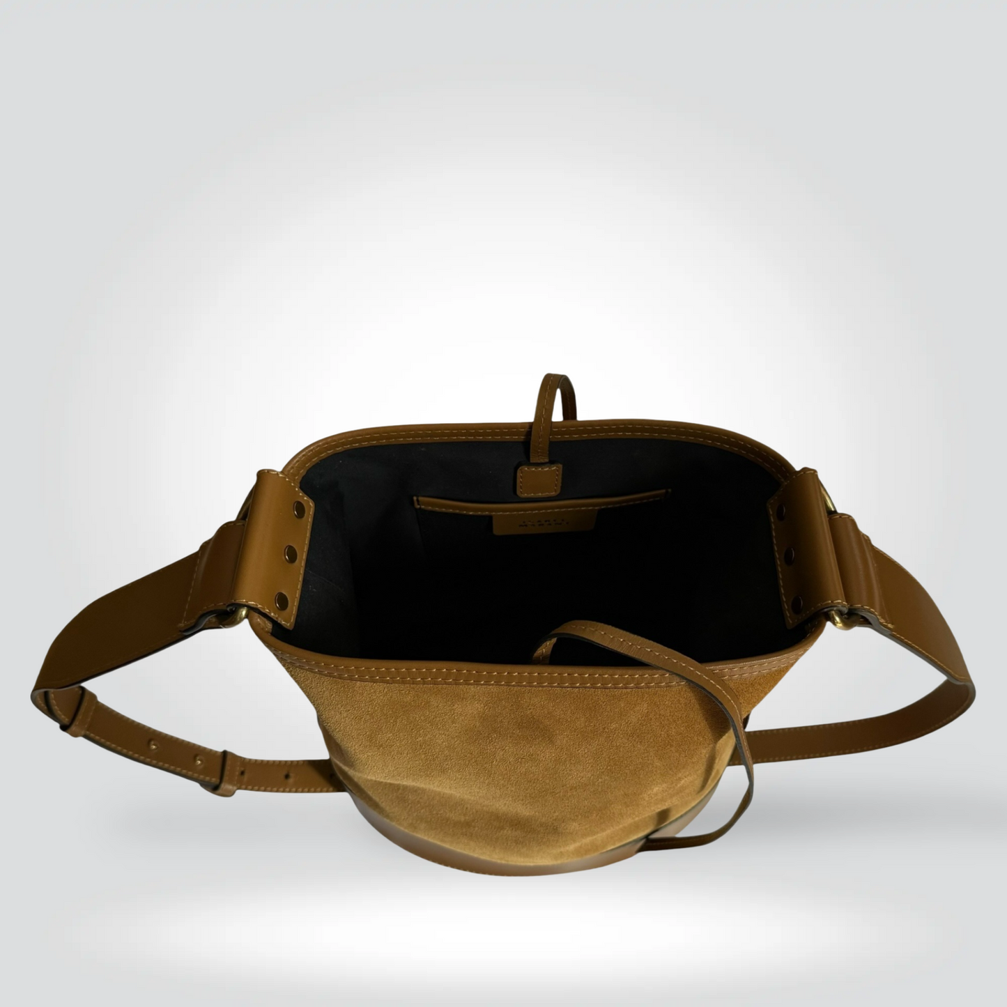 Pre-Owned Isabel Marant Tan Camel Suede Leather Bucket Crossbody Bag Gold Hardware — Excellent | Style Reissue Vancouver