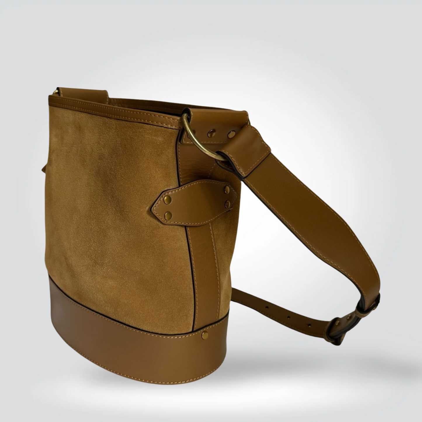 Pre-Owned Isabel Marant Tan Camel Suede Leather Bucket Crossbody Bag Gold Hardware — Excellent | Style Reissue Vancouver
