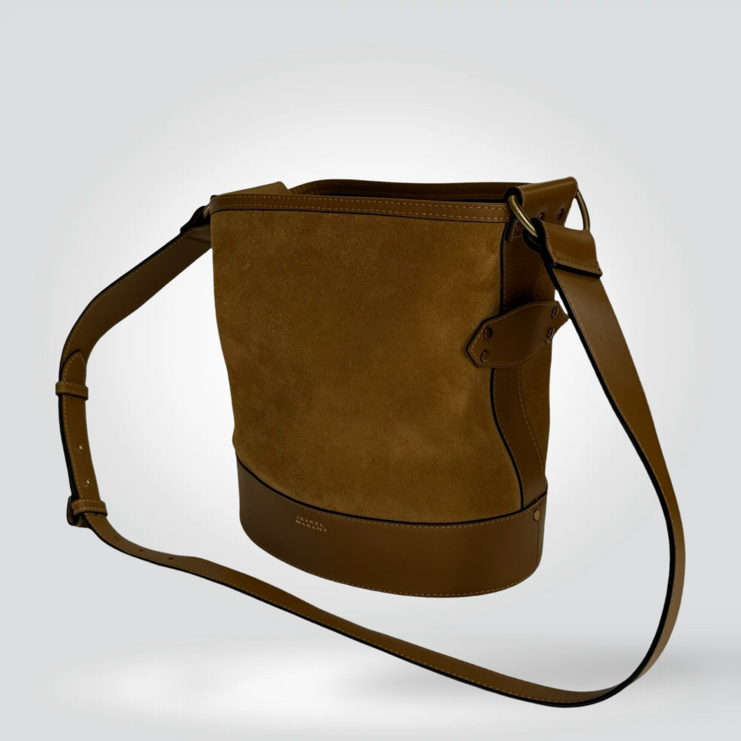 Pre-Owned Isabel Marant Tan Camel Suede Leather Bucket Crossbody Bag Gold Hardware — Excellent | Style Reissue Vancouver