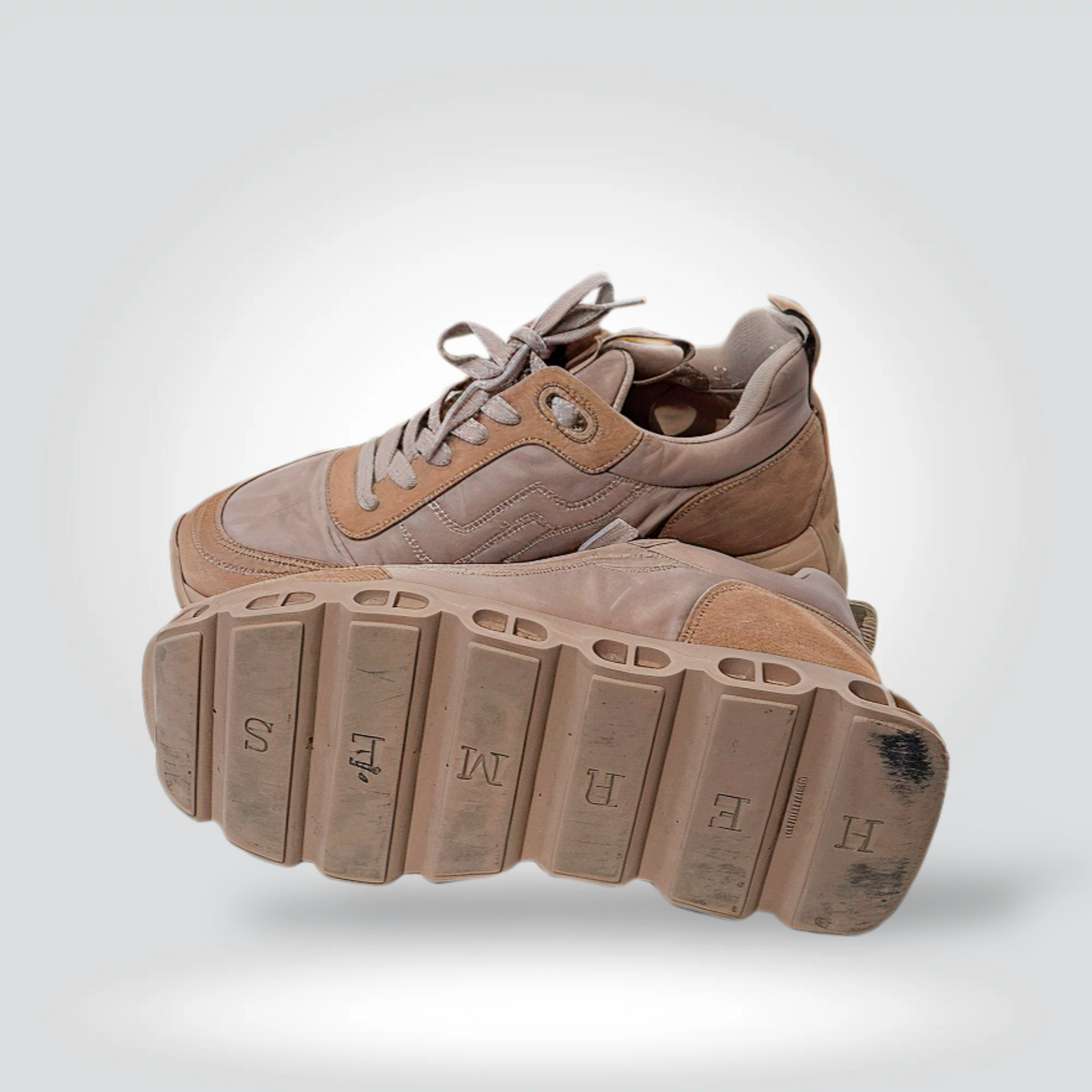 Pre-Owned Hermès Impulse Tan Camel Suede Leather Sneaker Elevated Sole — Size 35 — Good | Style Reissue Vancouver