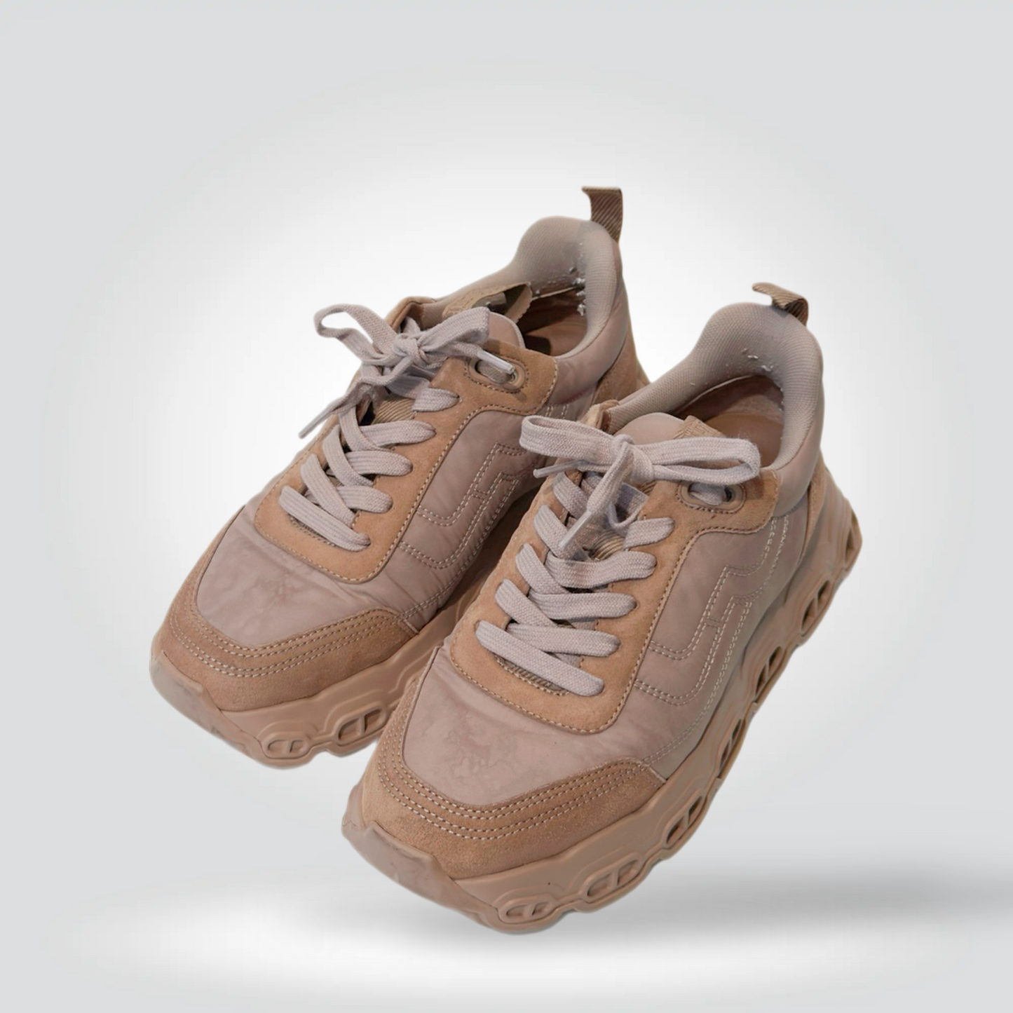 Pre-Owned Hermès Impulse tan camel suede leather sneaker elevated sole — Style Reissue Vancouver