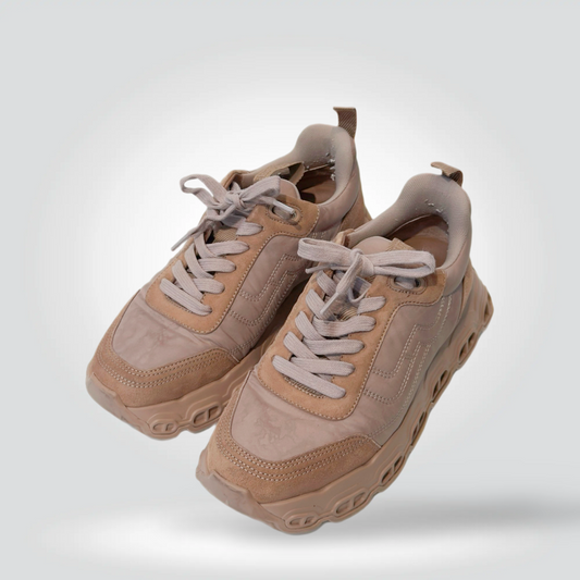 Pre-Owned Hermès Impulse tan camel suede leather sneaker elevated sole — Style Reissue Vancouver