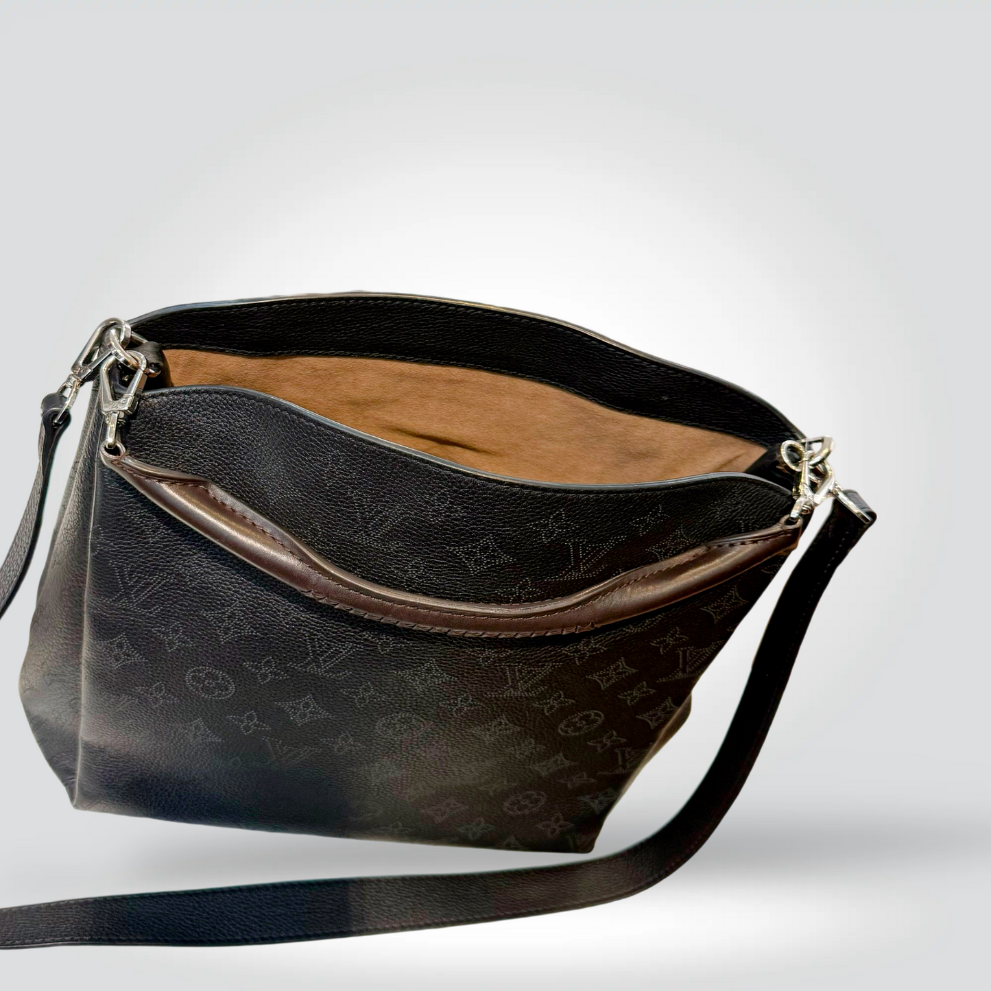 Pre-Owned Louis Vuitton Babylone Black Mono Marina Pebbled Leather Hobo Shoulder Bag Silver Hardware — Very Good  | Style Reissue Vancouver