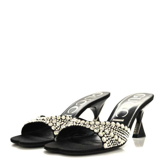 Gucci Satin Crystal Sandals - 34.5