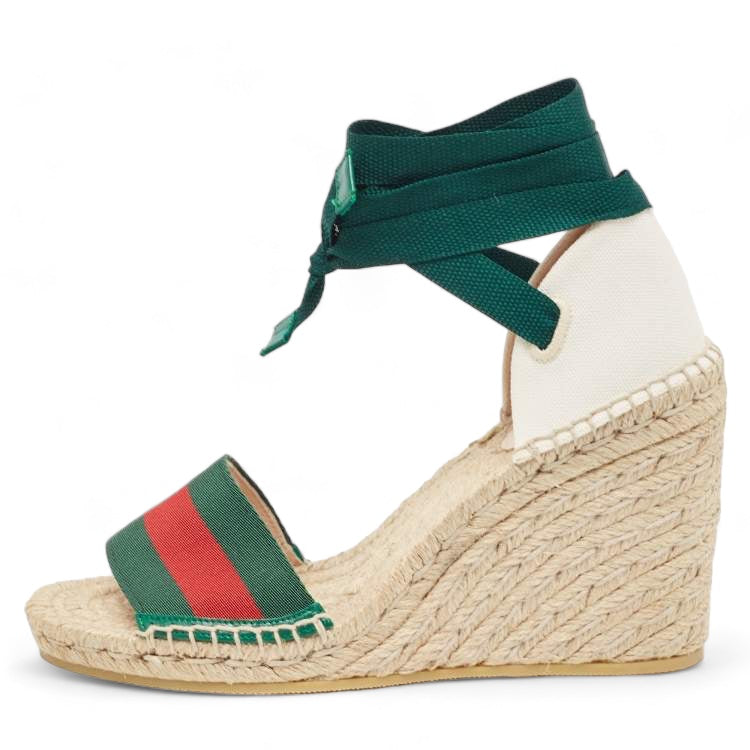 Gucci Canvas Lilibeth Wedge Espadrilles - 36.5