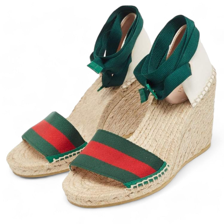 Gucci Canvas Lilibeth Wedge Espadrilles - 36.5