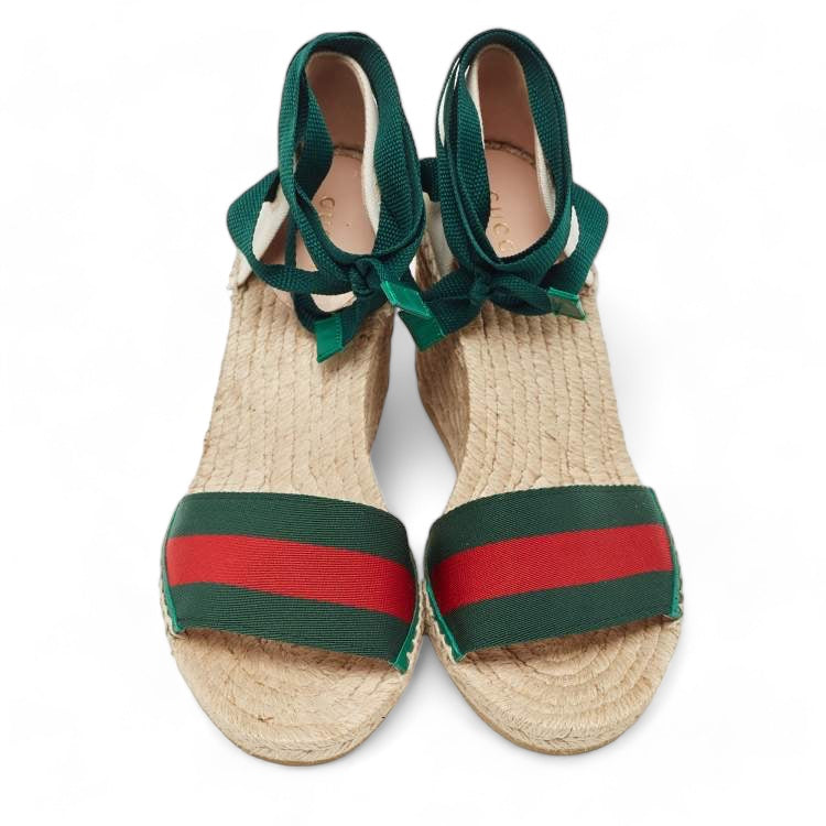 Gucci Canvas Lilibeth Wedge Espadrilles - 36.5