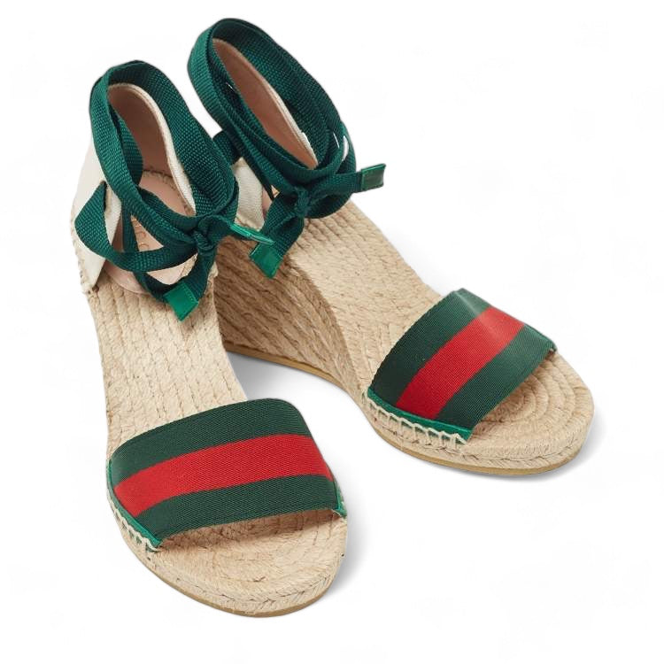 Gucci Canvas Lilibeth Wedge Espadrilles - 36.5