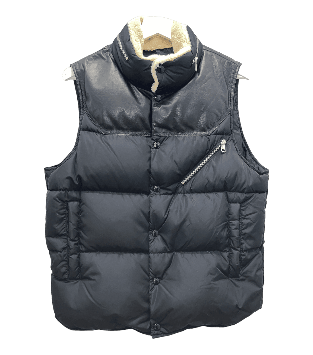 Moncler Paneled Leather Down Vest