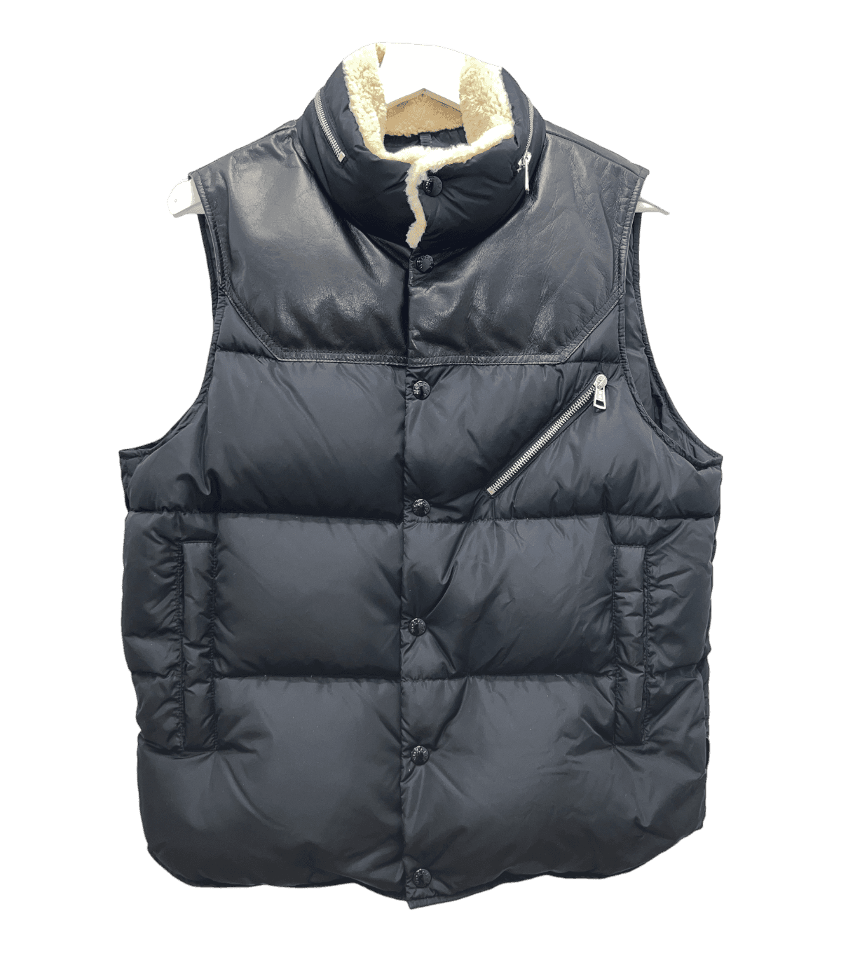 Moncler Paneled Leather Down Vest