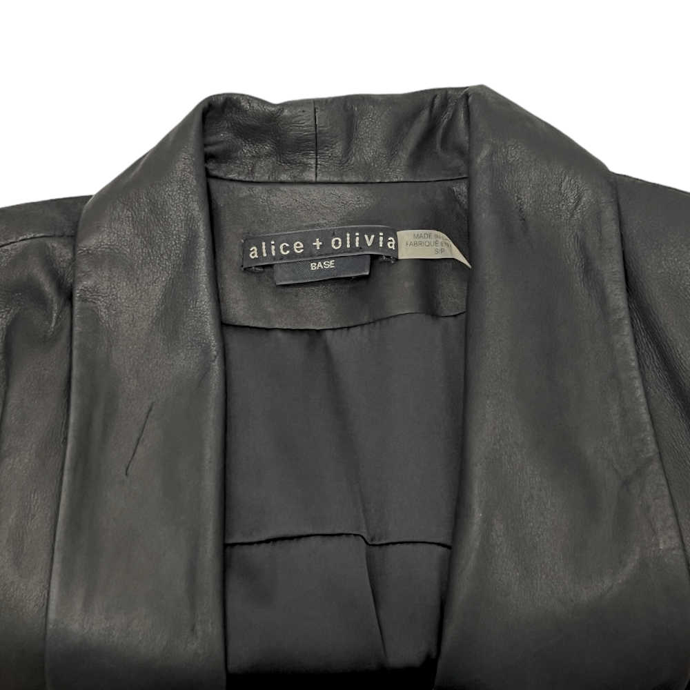 Alice + Olivia Leather Waterfall Front Jacket