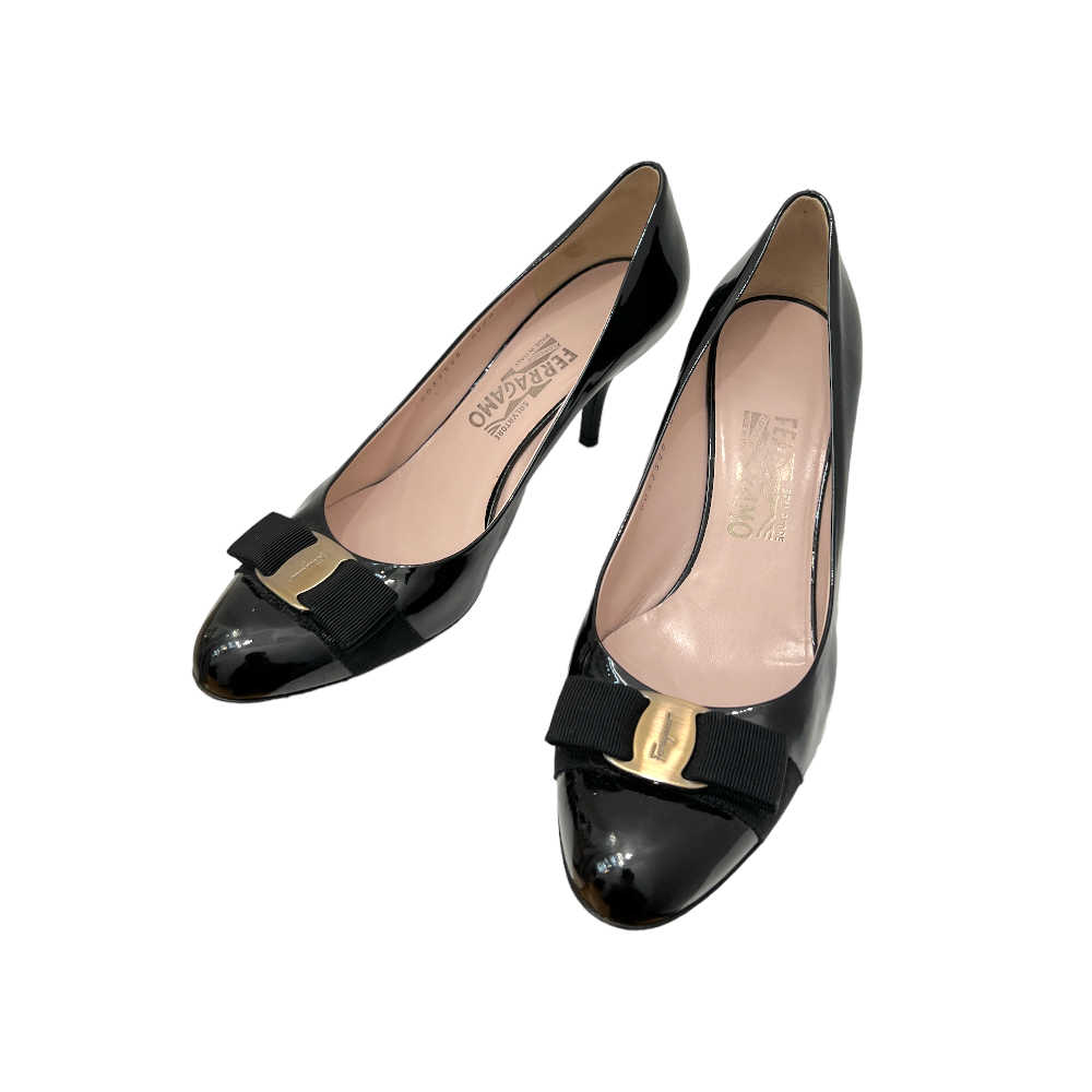 Ferragamo Patent Vara Bow Pumps