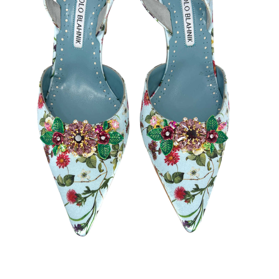 Satin Floral Slingbacks - 37.5