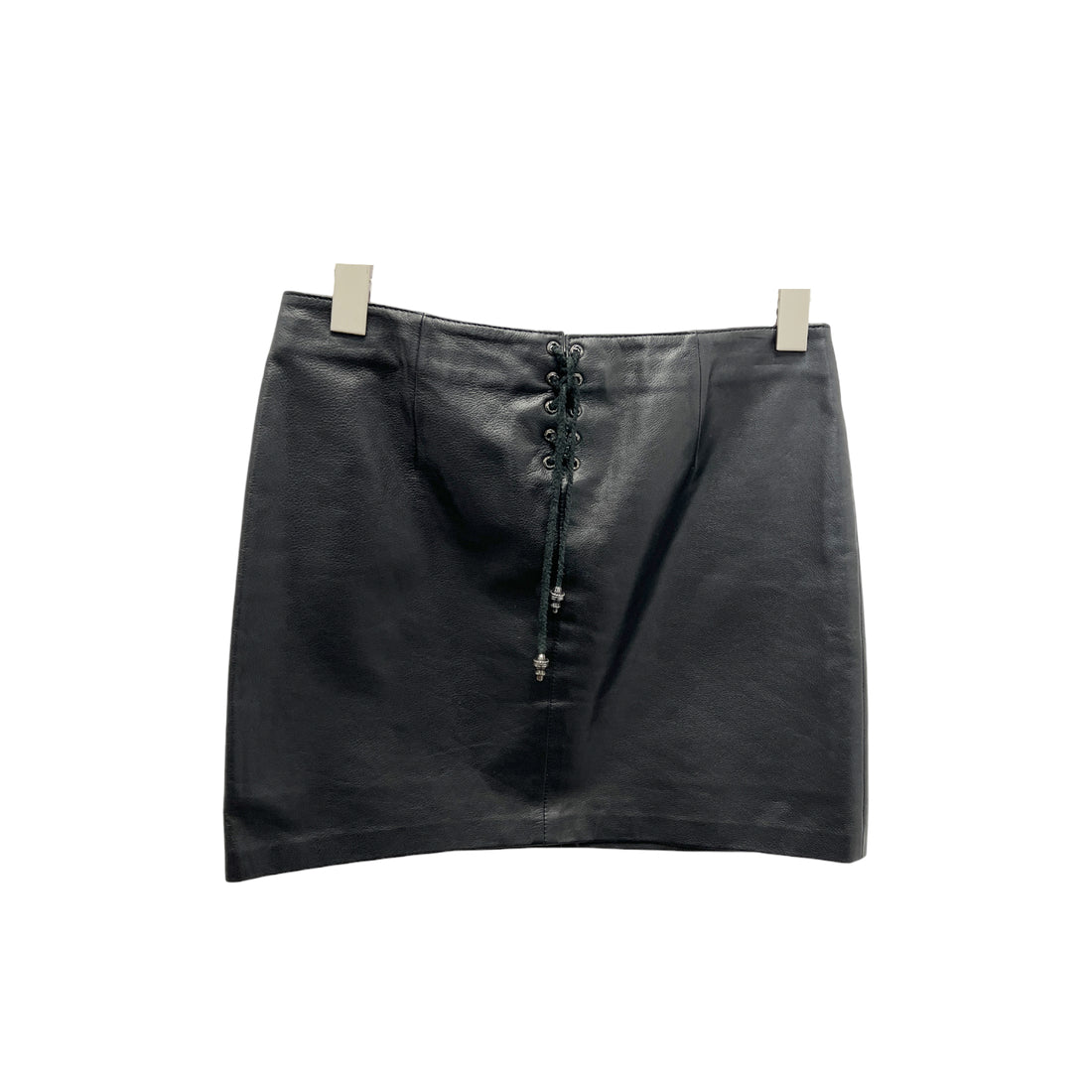 Buttoned Leather Skirt - 28