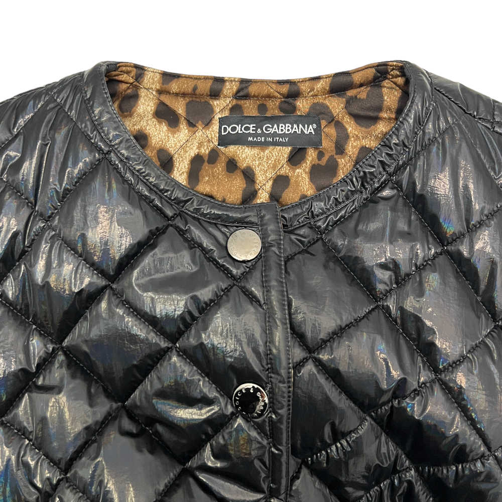 Dolce & Gabbana Shiny Quilted Jacket with Mittens