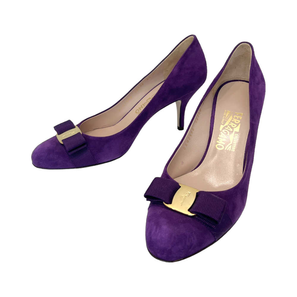 Ferragamo Suede Vara Bow Pumps