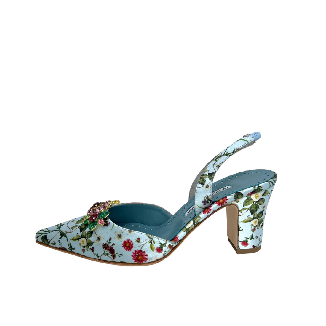 Satin Floral Slingbacks - 37.5