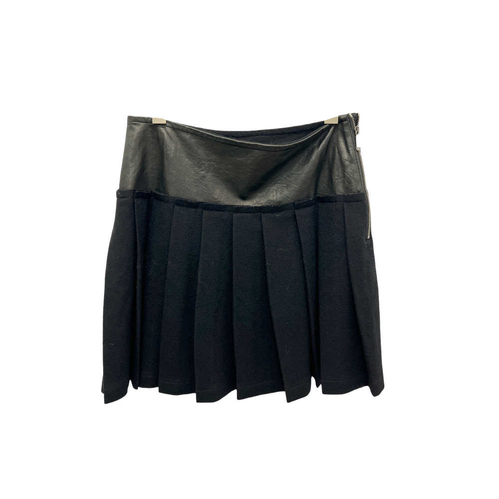 Burberry Pleated Leather/Wool Mini Skirt