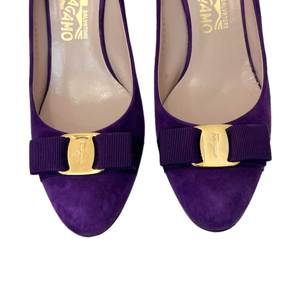 Ferragamo Suede Vara Bow Pumps