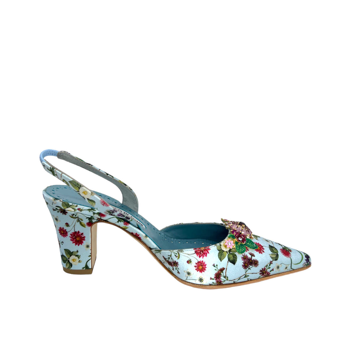 Satin Floral Slingbacks - 37.5